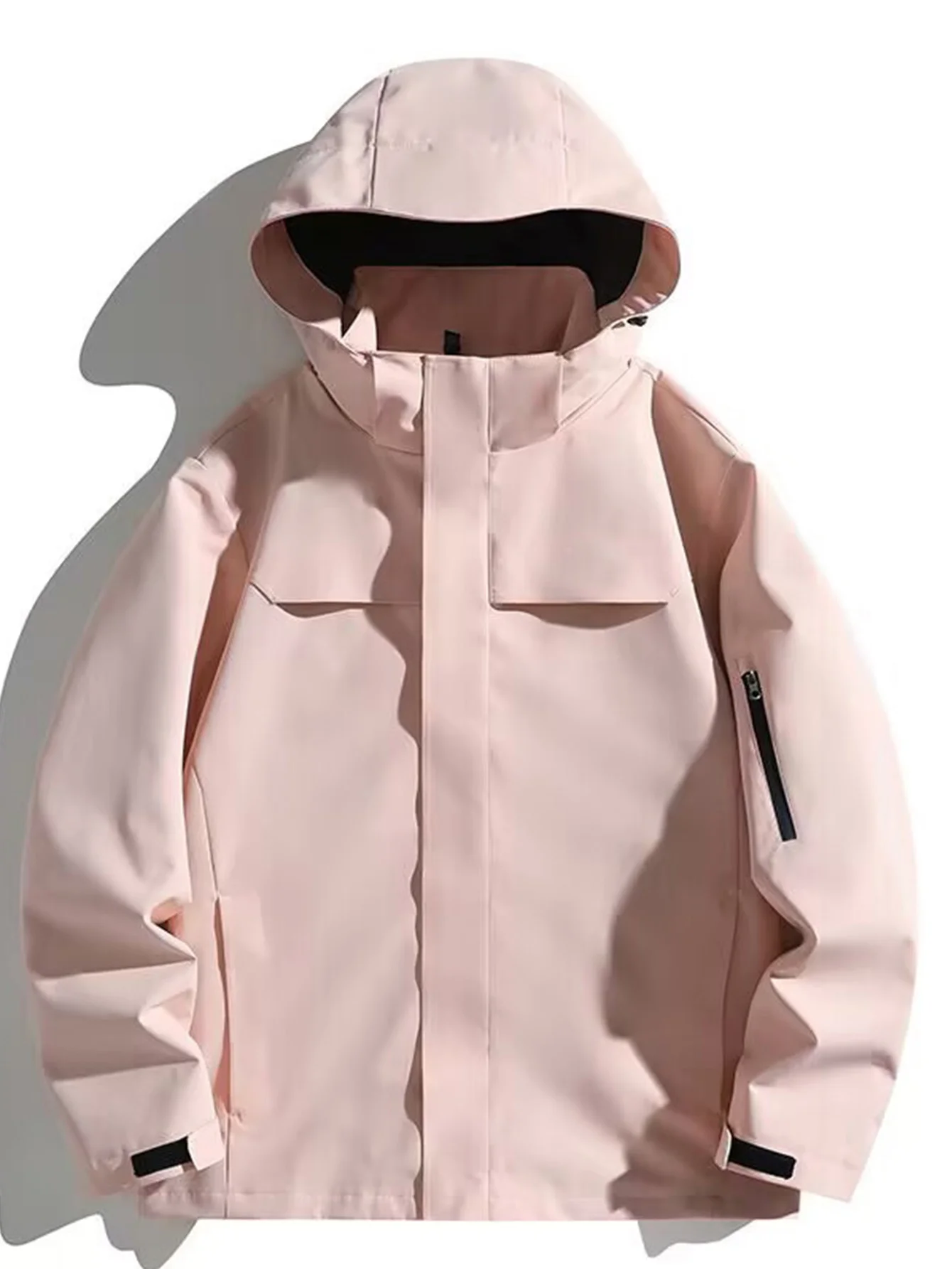 

Женская однотонная легкая куртка в стиле минимализм с длинным рукавом и капюшоном, осень-зима, повседневный стиль, модный тренд