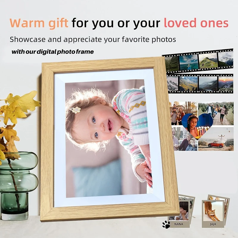 Digital Picture Frame 10.1 Inch Frameo Digital Photo Frame Wifi 32GB Large Storage HD IPS Touch Screen Auto-Rotate EU Plug