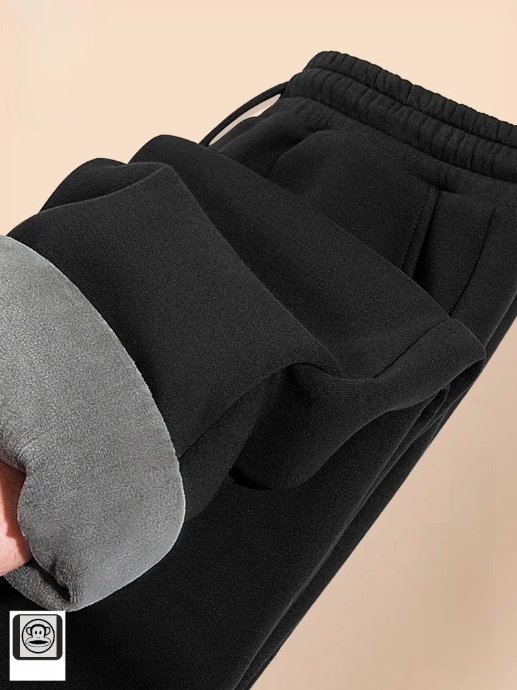 

Мужские хлопковые брюки на флисовой подкладке, прямые повседневные брюки, теплые осенне-зимние длинные брюки для отдыха