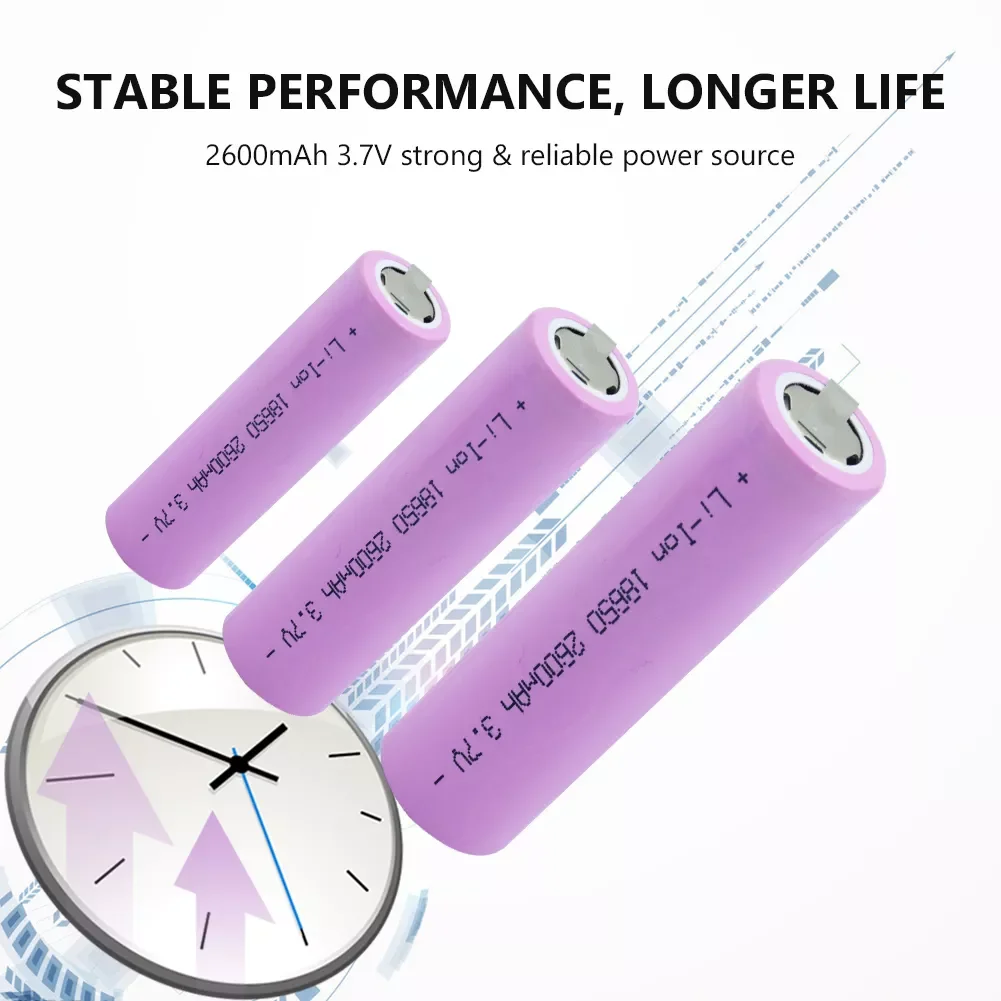 Novos pces recarregável li-ion bateria 18650 3.7v 2600mah com guias de níquel para farol lanterna tocha power bank gamepad