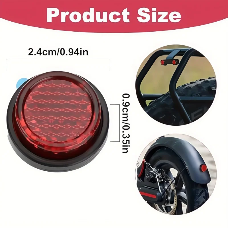 6PCS Motorcycle Reflector Self-Adhesive Red Vintage Circular Reflector For Bicycle Motorcycle Scooter Trailer Reflective Strip