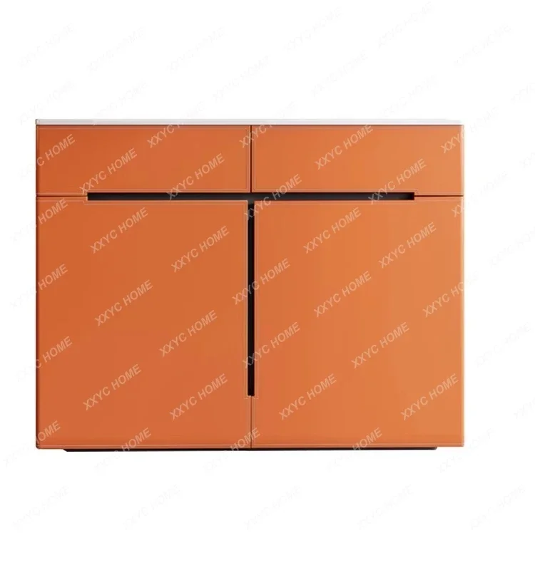 

Saddle Leather Shoes Cabinet Home Entrance Cabinet Hallway Cabinet Stone Plate Locker Meal