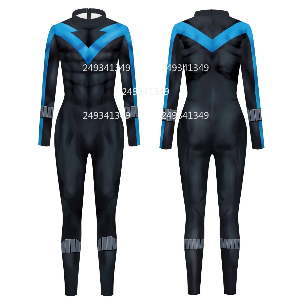 

Blue Pattern Fake Muscle Cosplay Costume Movie Superhero Jumpsuit Man Woman Stage Performance Bodysuit Carnival Festival Outfits