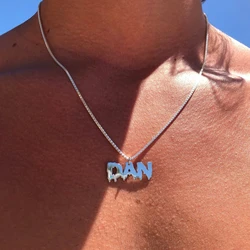 Custom Male Style Name Necklace Personalized Box Chain Nameplate Pendant Necklace Men Cool Boy Gifts Stainless Steel Jewelry
