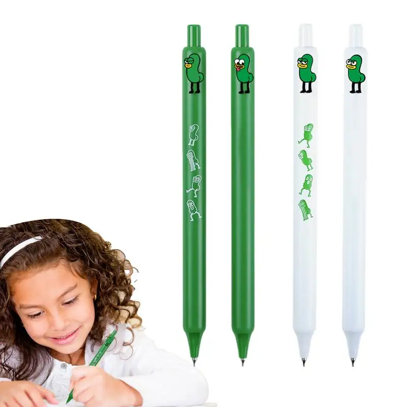 Black Ink Pens Non-smudge Black Gel Pen Set Of 4 Cartoon Pattern Retractable Gel Pens Back To School Supplies For Kids Students