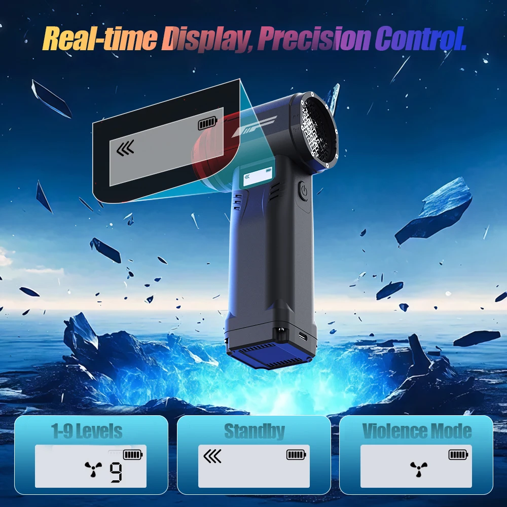 Ventilatore elettrico di livello professionale, ventilatore a turbina regolabile a 10 velocità da 90.000 giri/min, polvere e neve a turbina ultrapotente