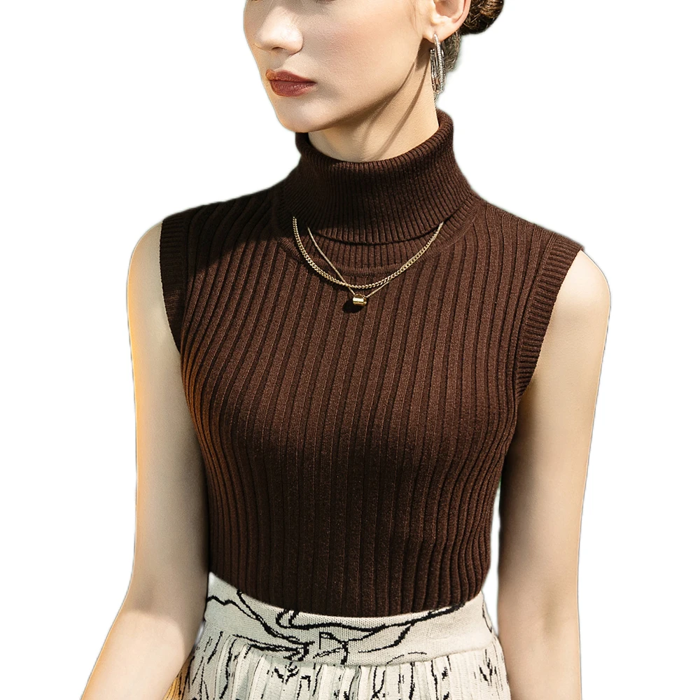 Women Sleeveless Sweaters for Winter and Autumn Wool Blended Women Knitwear Tops Solid Color Plus Size Lady Sweaters