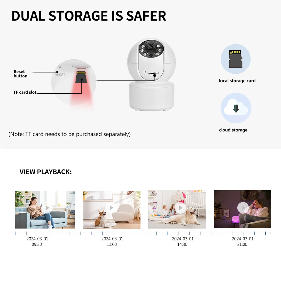 1080P Wireless WiFi Security Camera Home CCTV baby Monitor Full-Color Night Vision Automatic Tracking Two-Way Audio ICSEE