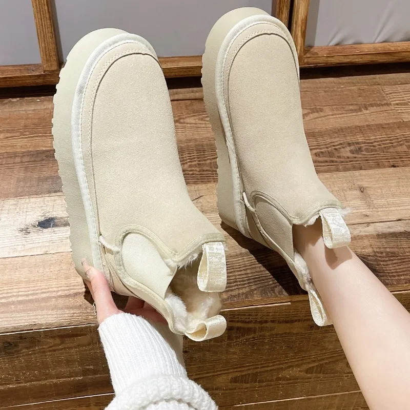 Winter New 2023 Fashion Round Toe Women\'s Boots Women\'s Snow Velvet Roman Thermal Internal Power Thermal Lacing Cotton Boots