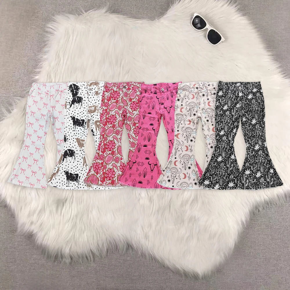 

P0158 Wholesale Summer Denim Overalls baby girl clothes Jeans Pants Casual jeans Western Boutique kids clothjes girl