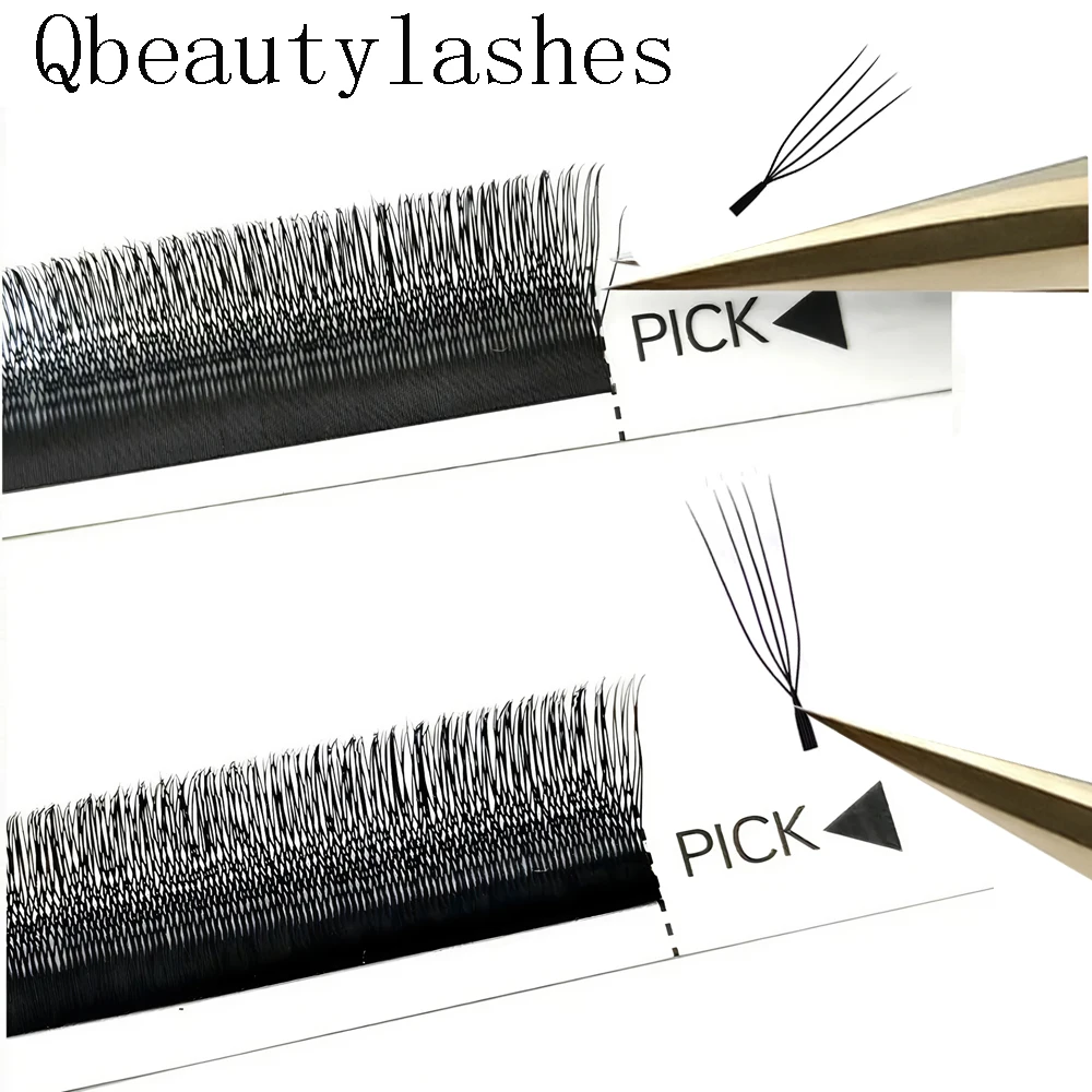 Qbeautylashes U 4D 5D まつげエクステ 簡単に取り外せるYYラッシュ ソフト平行プレメイドファンラッシュ C Dカール メイクアップツール