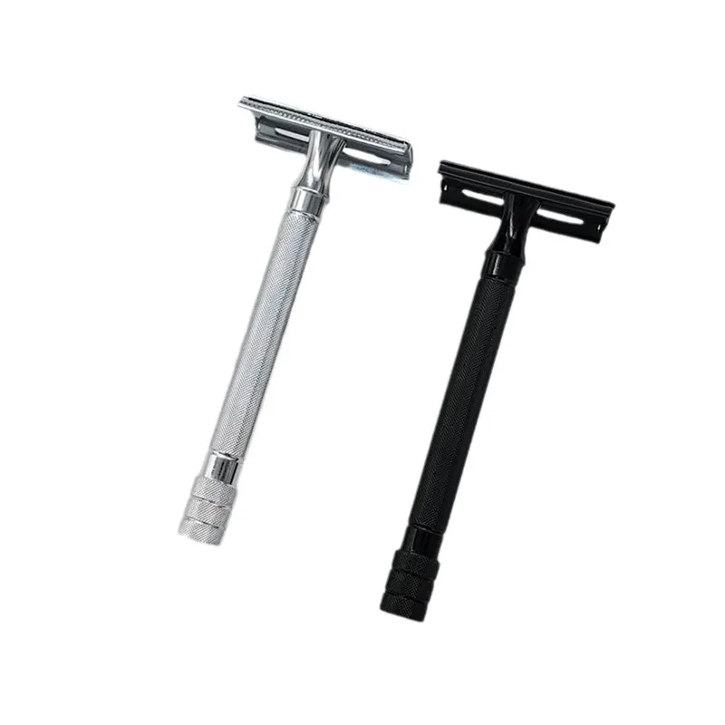 Premium Double-Edge Metal Safety Razor for Classic Men\'s Shaving - Includes 10PCS Razor Blades