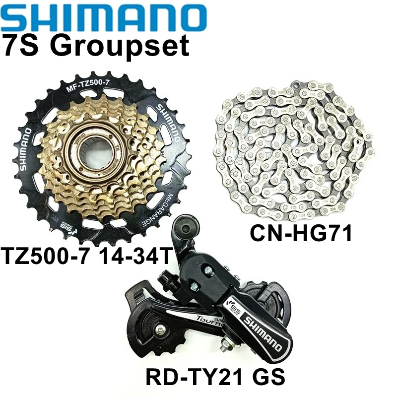 Shimano TY21 7 Speed Groupset RD-TY21 GS Bike Rear Derailleur TZ500-7 Cassette 14-28T 14-34T CN-HG71 Bike Chain 112L