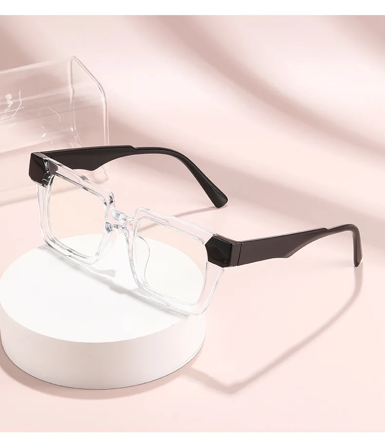 Lichtempfindlicher, farbwechselnder Spiegel, personalisierter, farbblockierender, flacher, heller Spiegel, Retro-Myopiebrille mit quadratischem Rahmen 6132 – Detail 10