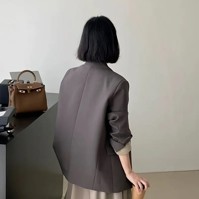 Giacca da abito di fascia alta in stile coreano elegante da donna nuova primavera con una giacca alla moda a maniche lunghe dal design casual e ampio
