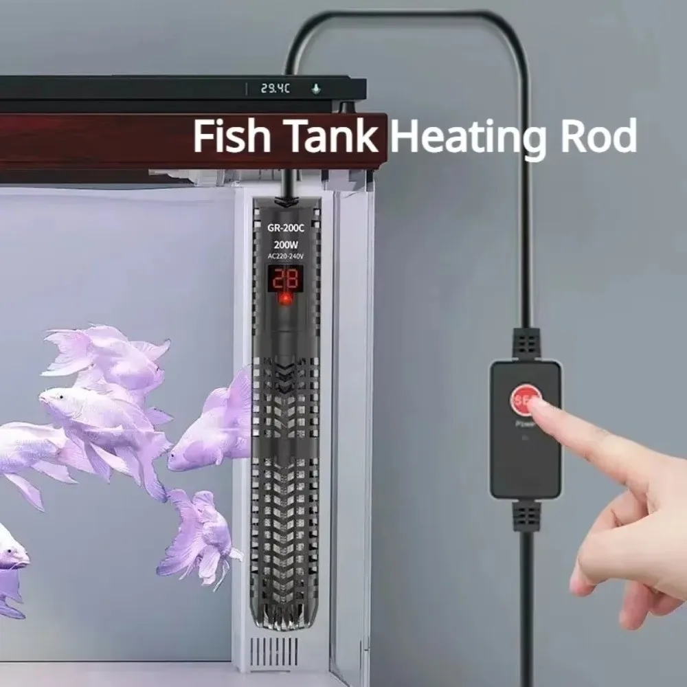 Quartz Glass Aquarium Submersible Heater Adjustable Temperature Non- Glass Fish Tank Heater LCD Display 50w-500w