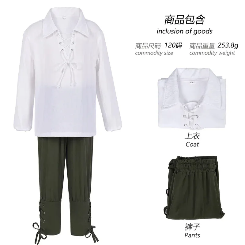 حديثا هالوين بنين أطفال عصر النهضة زي مجموعة القرون الوسطى القراصنة قميص السراويل الفايكنج ازياء الملحقات