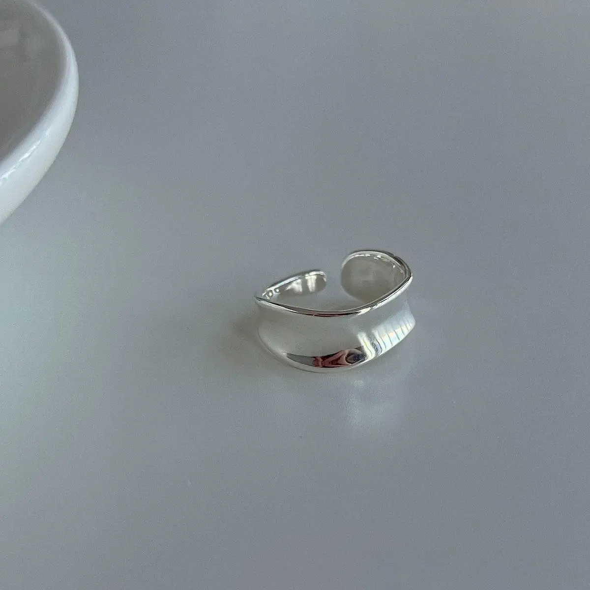Women's 925 Sterling Silver Open Wide Irregular Ring