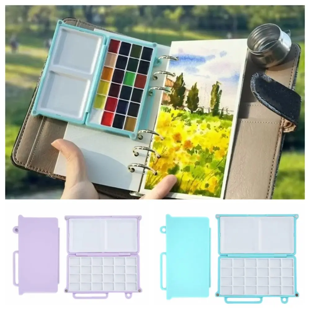 Compact Magnetic Watercolor Paint Box 24 Grid Foldable Empty Paint Palette Mini Professional Travel Painting Tray Artist