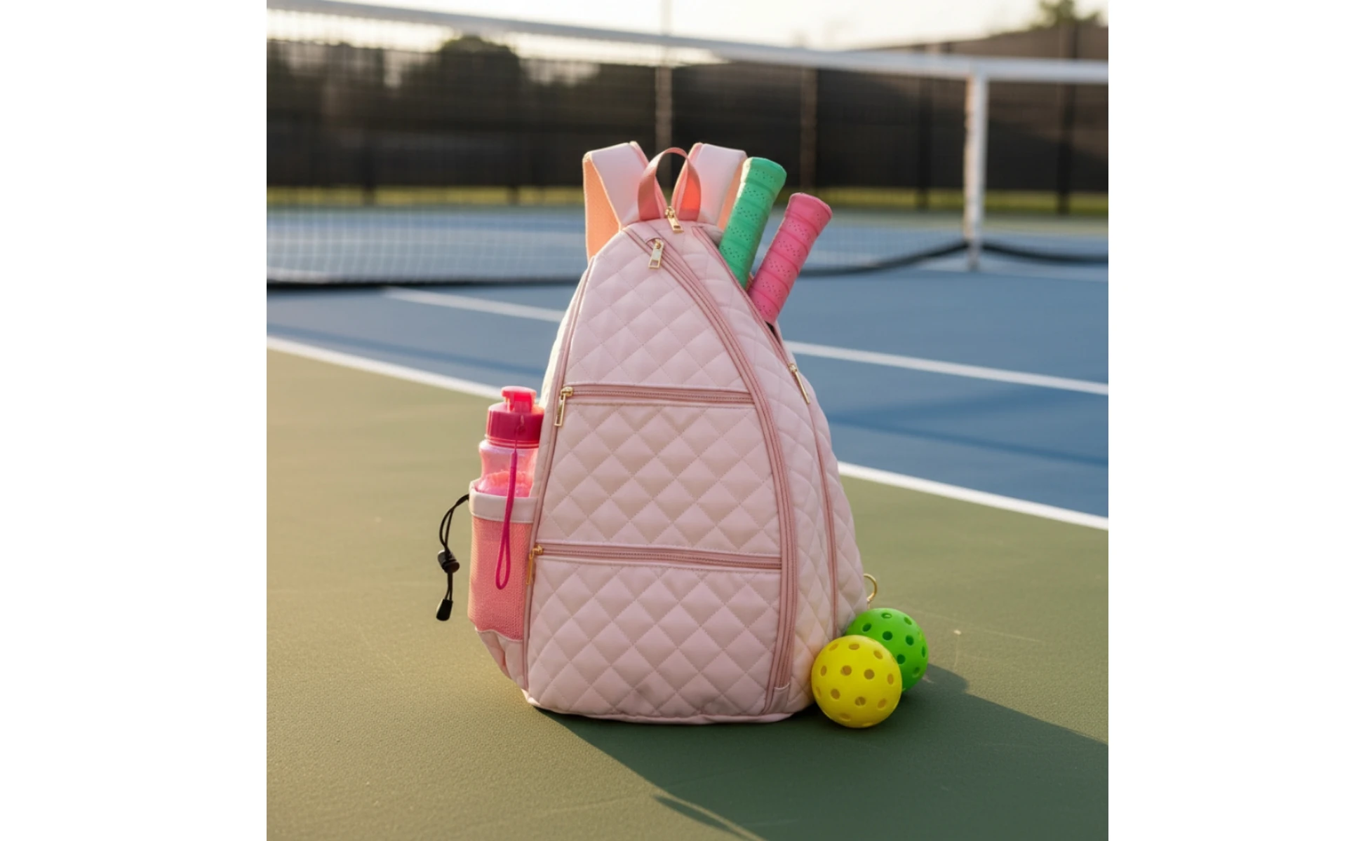 Racket Backpack Quilted Tennis Backpack Sports Bag Water-Resistant Adjustable for Pickleball Players, Practice Sessions