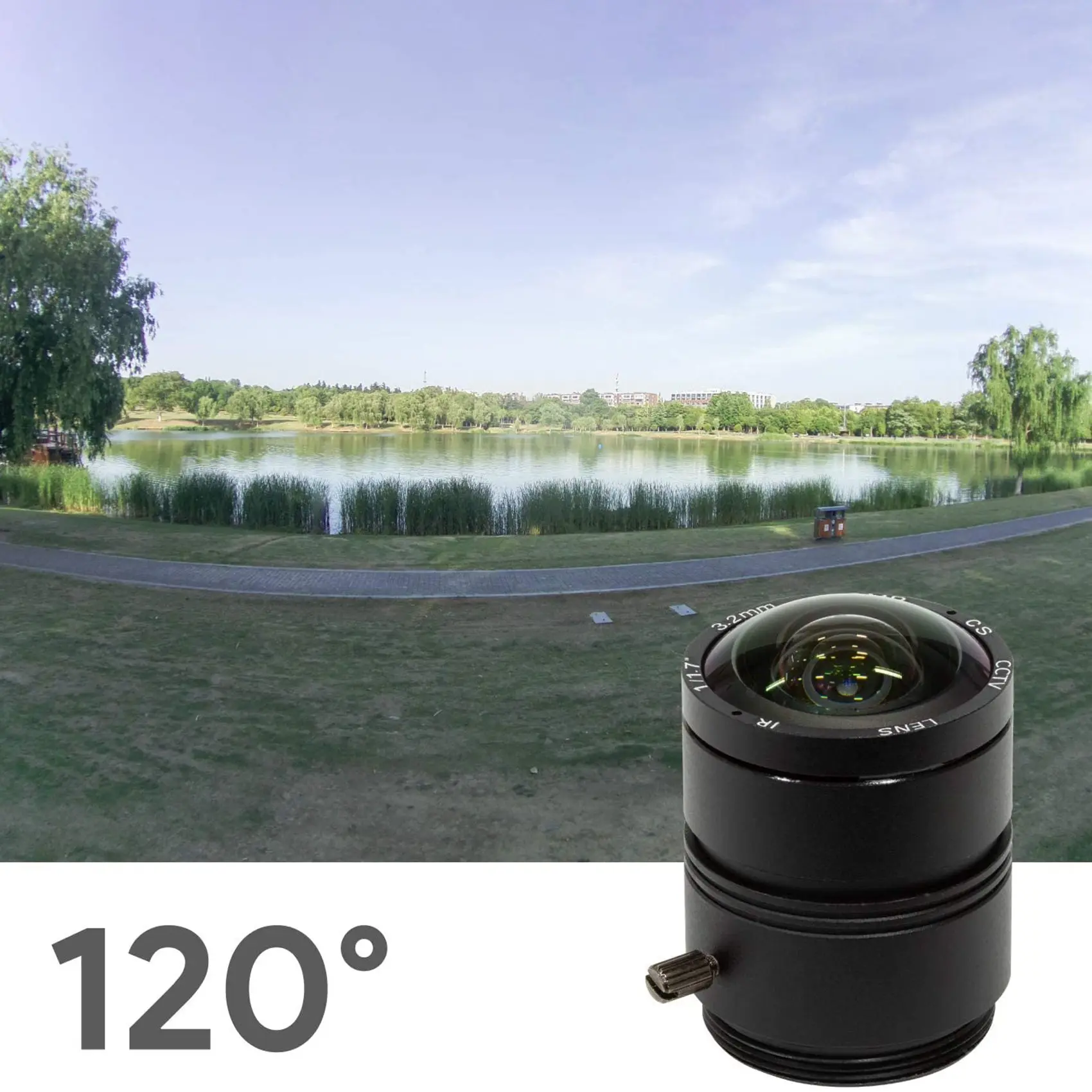 120 Degree Ultra Wide Angle Lens for HQ Camera, 3.2mm Length with Manual Focus