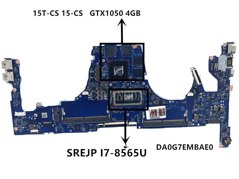 

For HP Pavilion 15T-CS 15-CS Laptop motherboard DA0G7EMBAE0 with CPU I5-8265U I7-8565U GPU GTX1050 4G