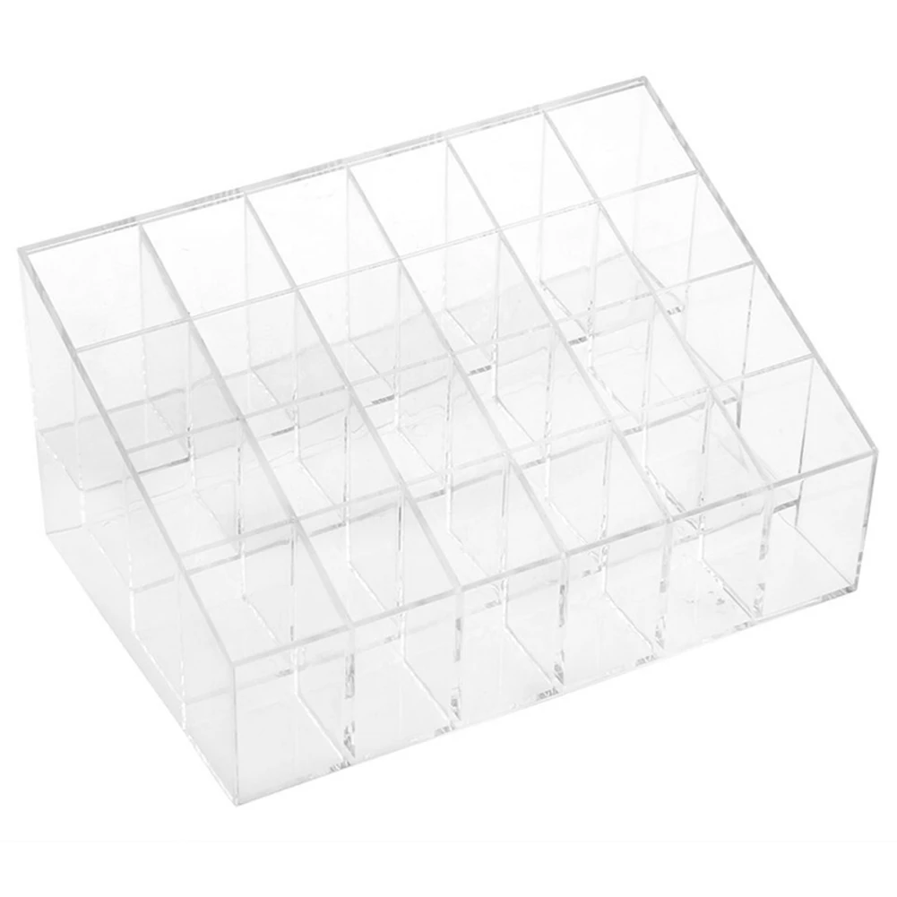 24 Grids Lipstick Nail Polish Organizer Acrylic Lipstick Display Stand Makeup Organizer Storage Box Brushes Holder Cosmetic Case