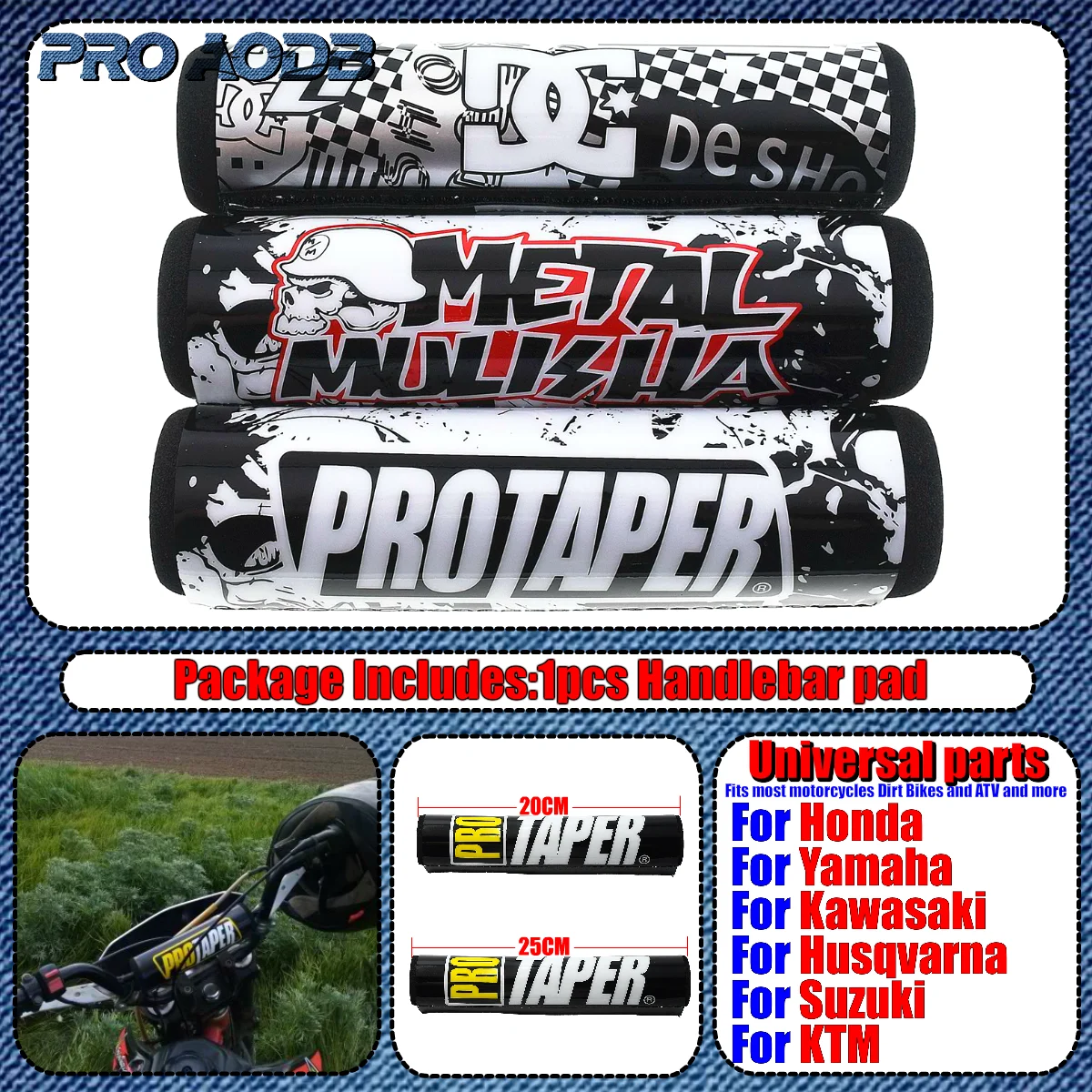 

motorcycle 200mm Round Handlebar Crossbar Bar Pad 7/8" For Honda Bse Kayo ATV KTM Yamaha SUZUKI Kawasaki Dirt Pit Bike Motocross