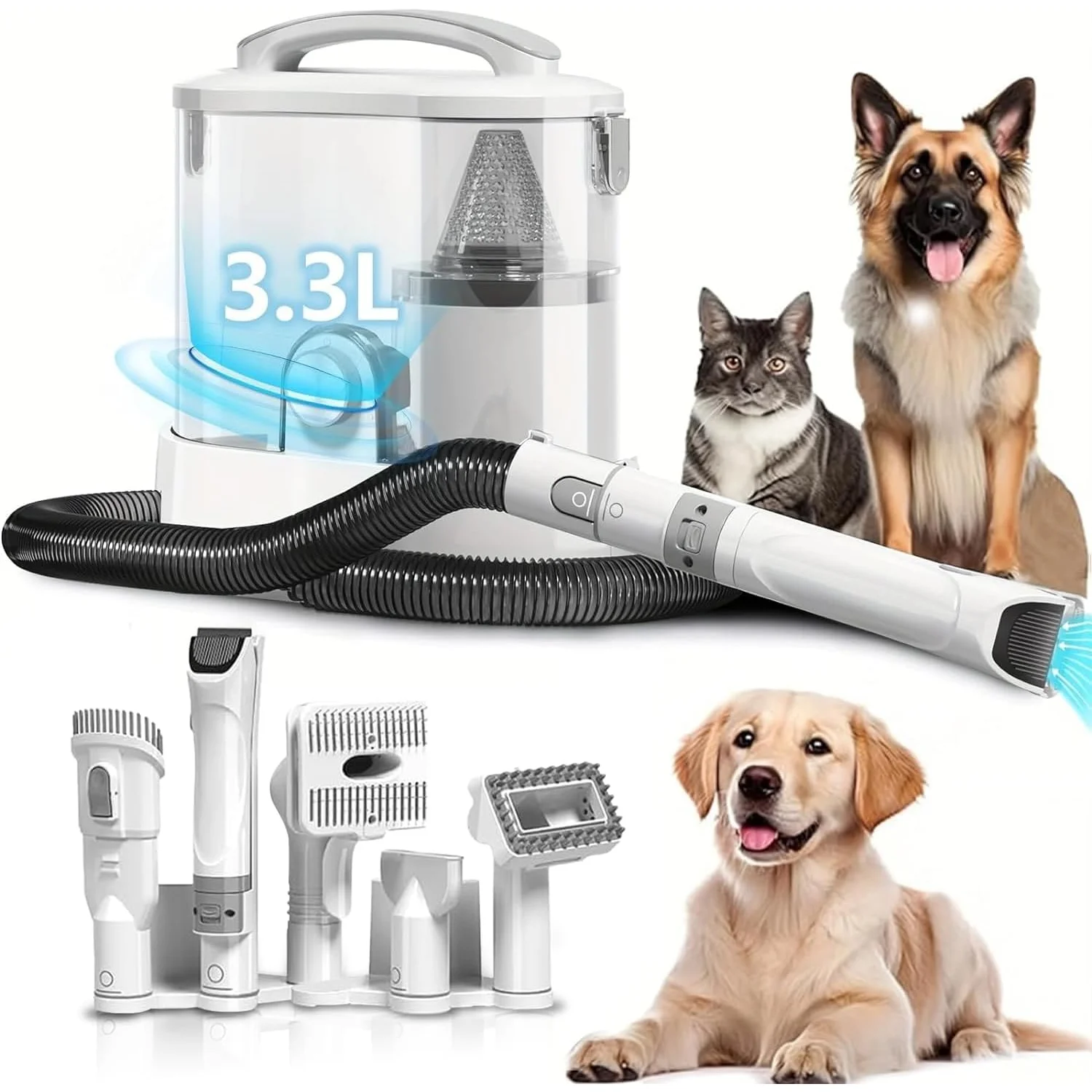 Dogs Grooming Vacuum Pet Grooming Kit 3.3L Capacity Larger Pet Hair Dust Cup Dog Brush Vacuum for Pet Hair Vacuum Cleaner