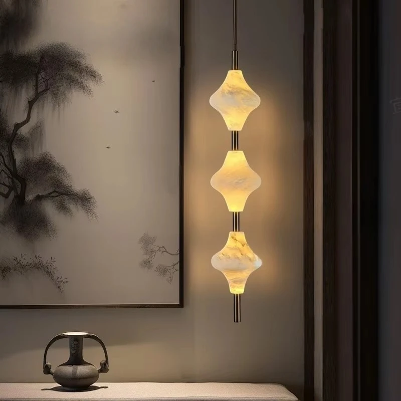 

Nordic Modern Simple And Luxurious Home Gourd Pendant Light Study Bedroom Living Room Decoration Bedside Marble Pendant Light