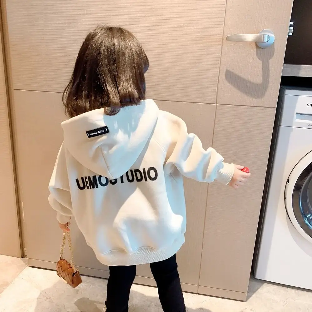 

Girls' Sweater Autumn and Winter Clothing New Western Style All-Matching Children's Letter Printed Long Sleeve Casual Hooded Top