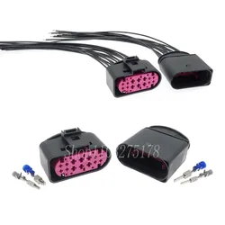 1 Set 14 Pin 1J0973737 1J0973837 Automobile Xenon Headlight Lamp Socket Car Wire Harness Connector For Audi VW Golf MK6 Skoda