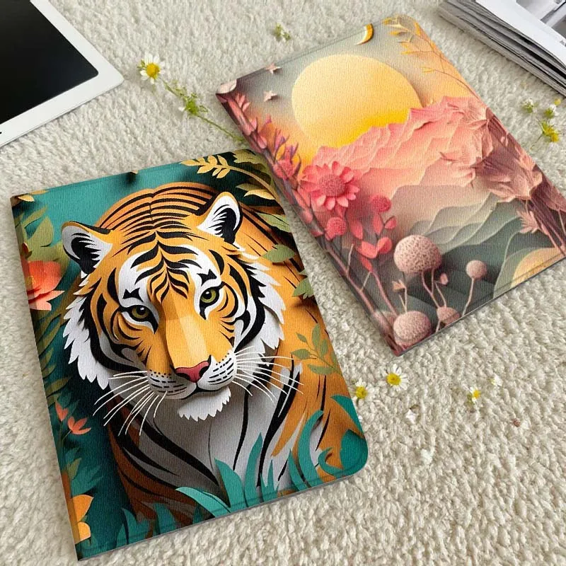 

Cartoon Tiger Jungle Paper Gift Tablet Case For Xiaomi Redmi Mini Pad SE K 2 4 5 6 7 8 2023 2025 11 8.8 11.2 10.1 Pro