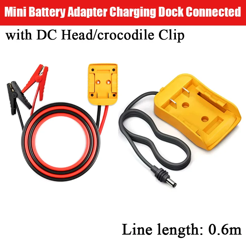 Mini Battery Adapter Charging Dock Connected with DC Head/crocodile Clip 12AWG Pure Copper Cable 0.6m for 18AWG Power Cable