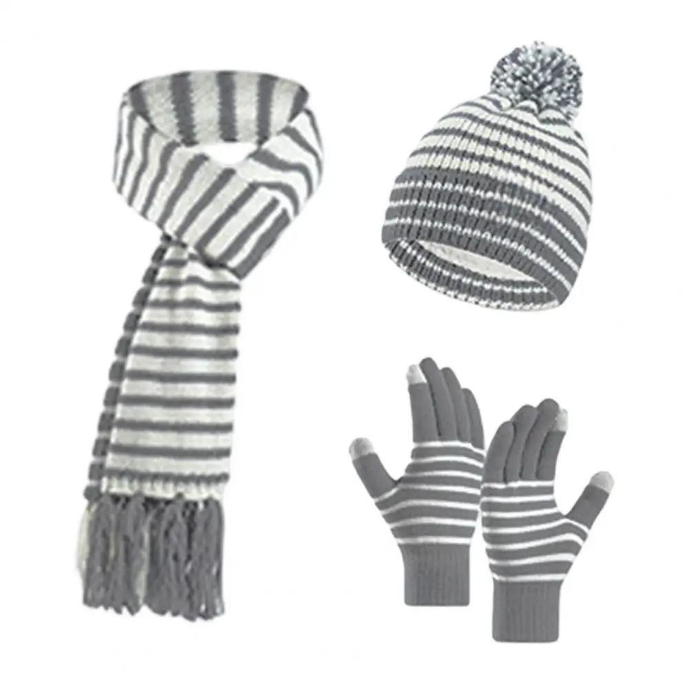 Winter Hat Scarf Gloves Set Toddler Winter Clothing Essentials Kids Winter Hat Scarf Gloves Set Fleece Lined Striped for Boys
