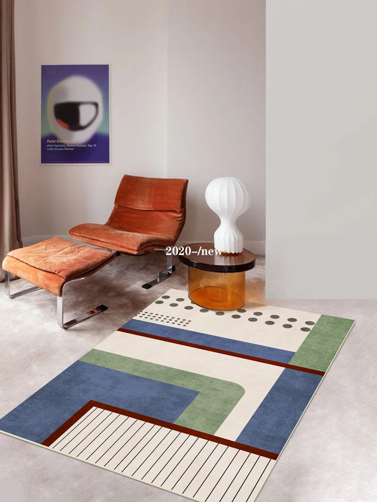 VIKAMA Vintage Geometric Circle Pile Carpet Anti-Fouling And Waterproof Living Room Carpet Bedroom Bed Blanket Home Decoration view 4