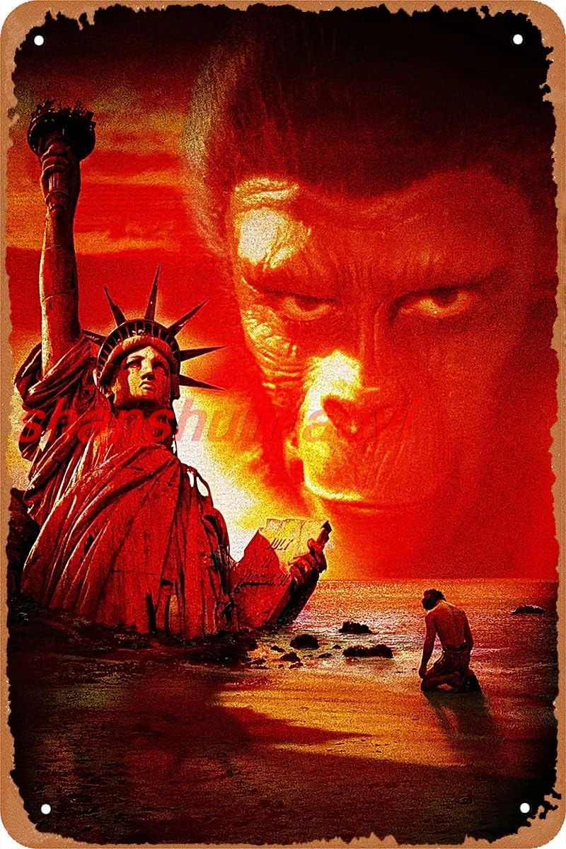 علامة القصدير الفيلم خمر ، ملصق الفيلم كوكب القرود ، لوحة معدنية ديكور الهدايا 8x12 بوصة HAI