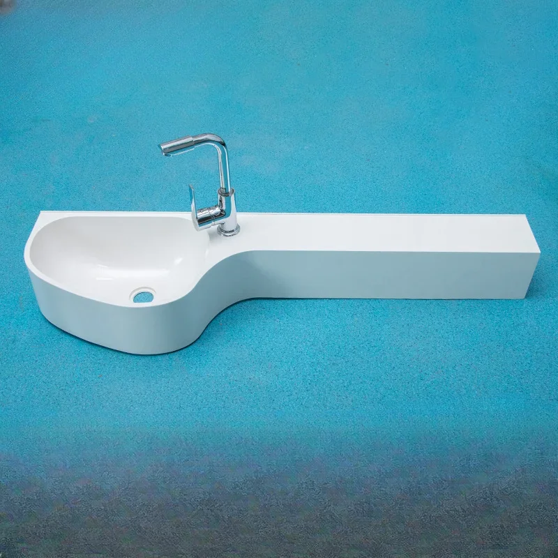 

Integral bathroom semicircular water drop face wash table SMC integrated P-shaped wash basin