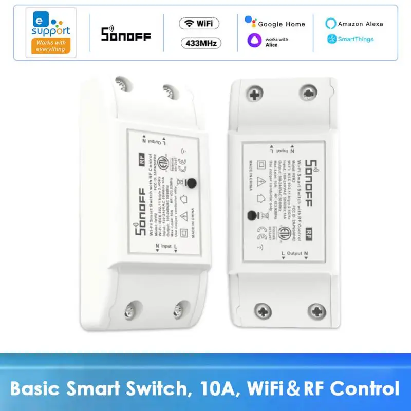 SONOFF-RFR2 WiFi 무선 스마트 스위치, 433mhz RF 수신기, 스마트 홈 작업용, Ewelink Alexa Alice Google Home Ifttt,