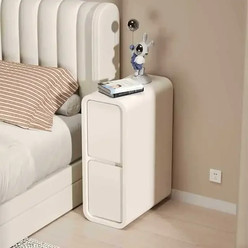 Extremely Narrow Bedside Table, Simple Modern Small Household Bedroom, New Storage Cabinet, Mini Cream Wind Crevice Rack