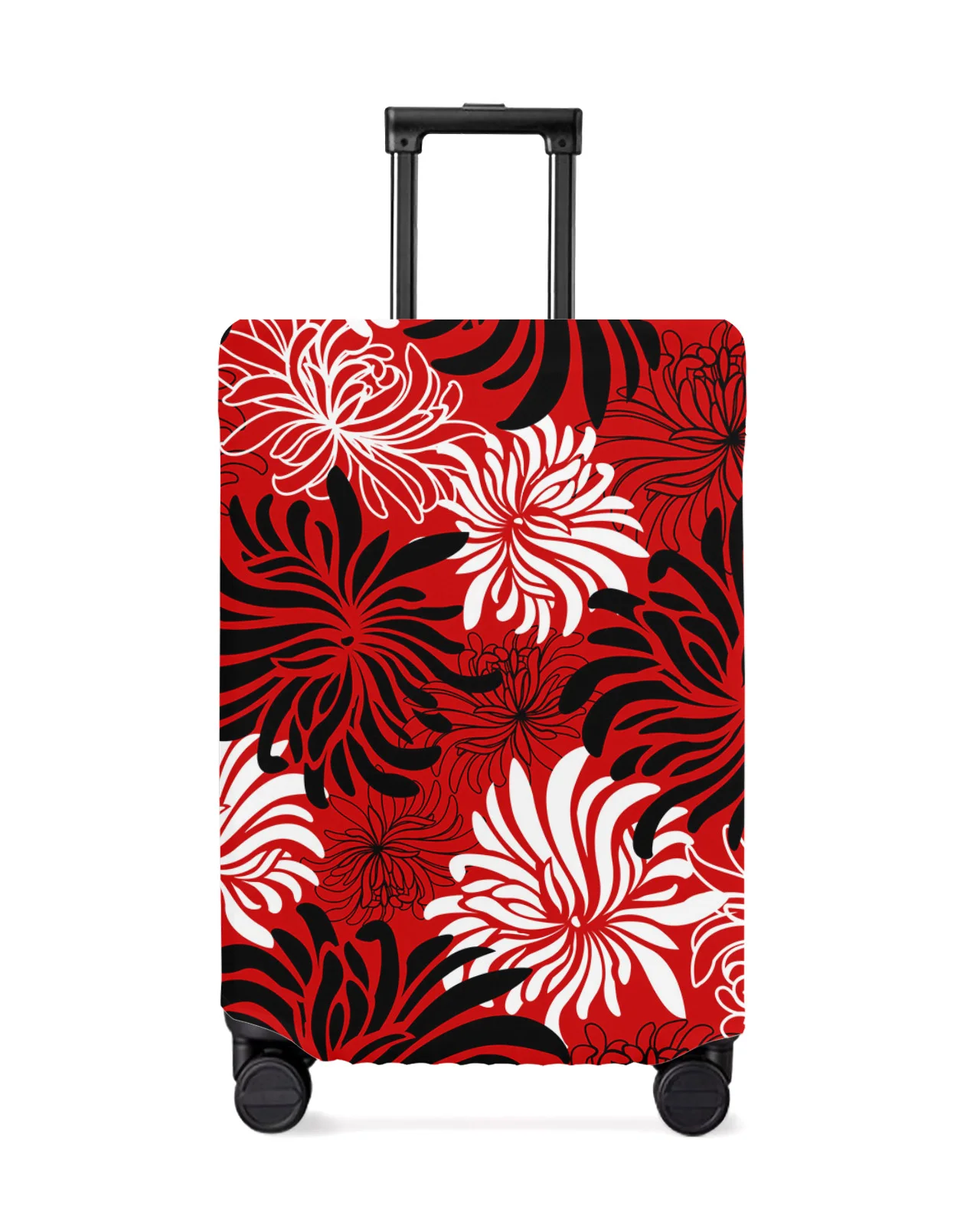 

Red Chrysanthemum Texture Retro Travel Luggage Protective Cover for Travel Accessories Suitcase Elastic Dust Case Protect Sleeve