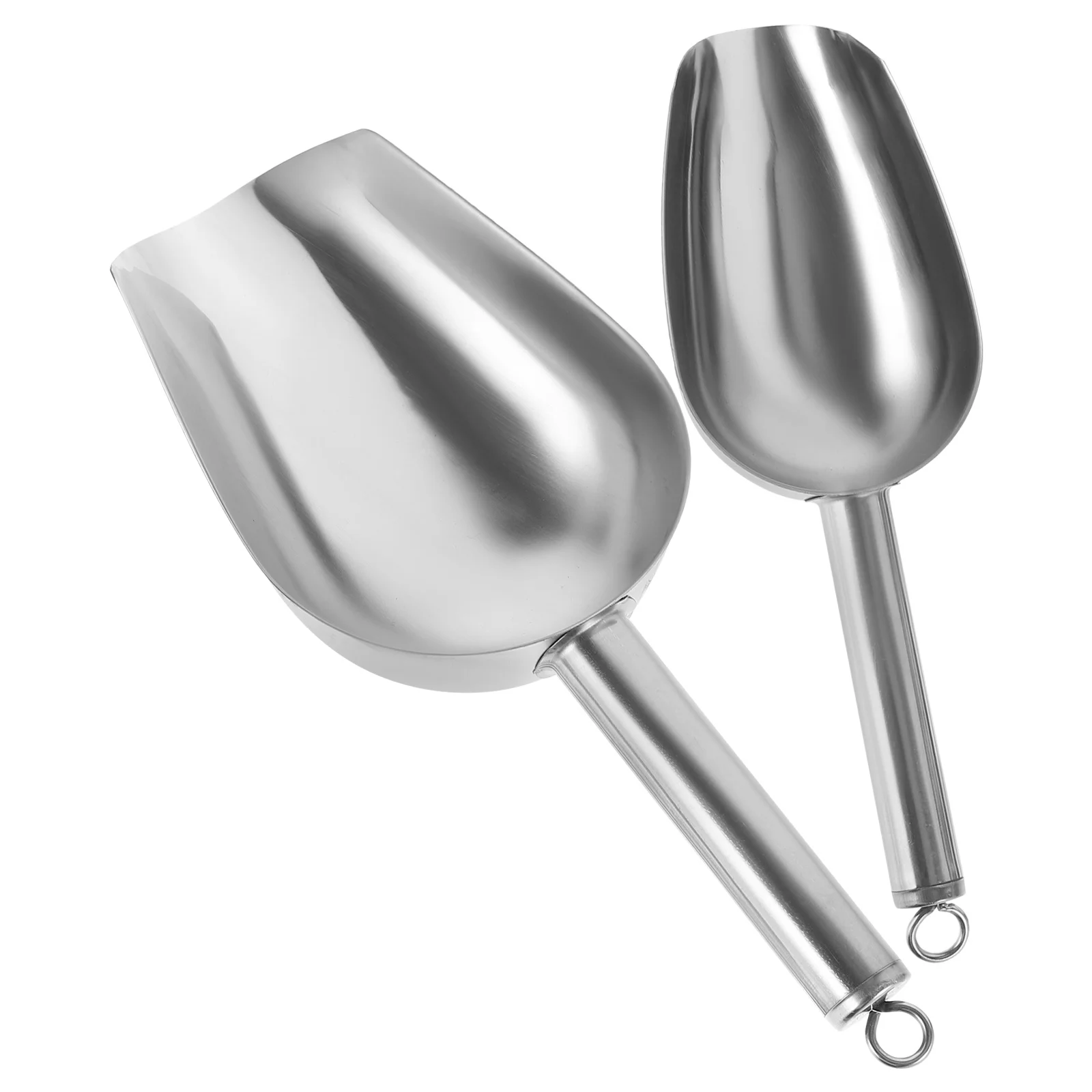 2Pcs Stainless Steel Ice Shovel Multi-Functional Food Scoop Kitchen Tool Ice Cube Storage Scoop Bar Restaurant Use