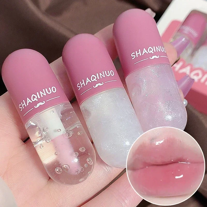 Brillo de labios transparente con purpurina que cambia de Color, cristal de gelatina, lápiz labial hidratante, maquillaje coreano, cosmético