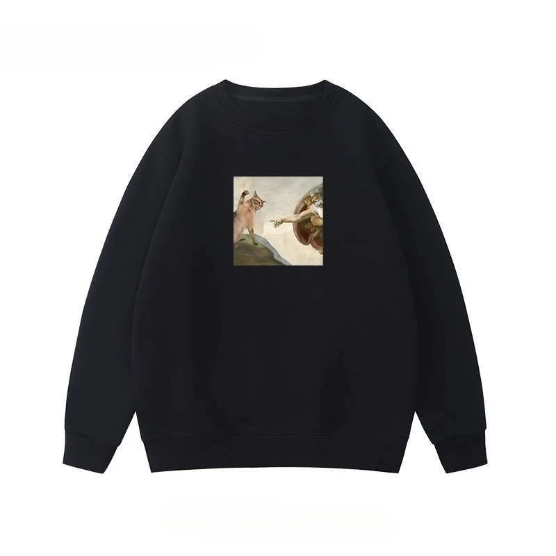 

The new Adam Cat print sweatshirt for the 2025 autumn/winter season is a fashionable and loose top for both men and women