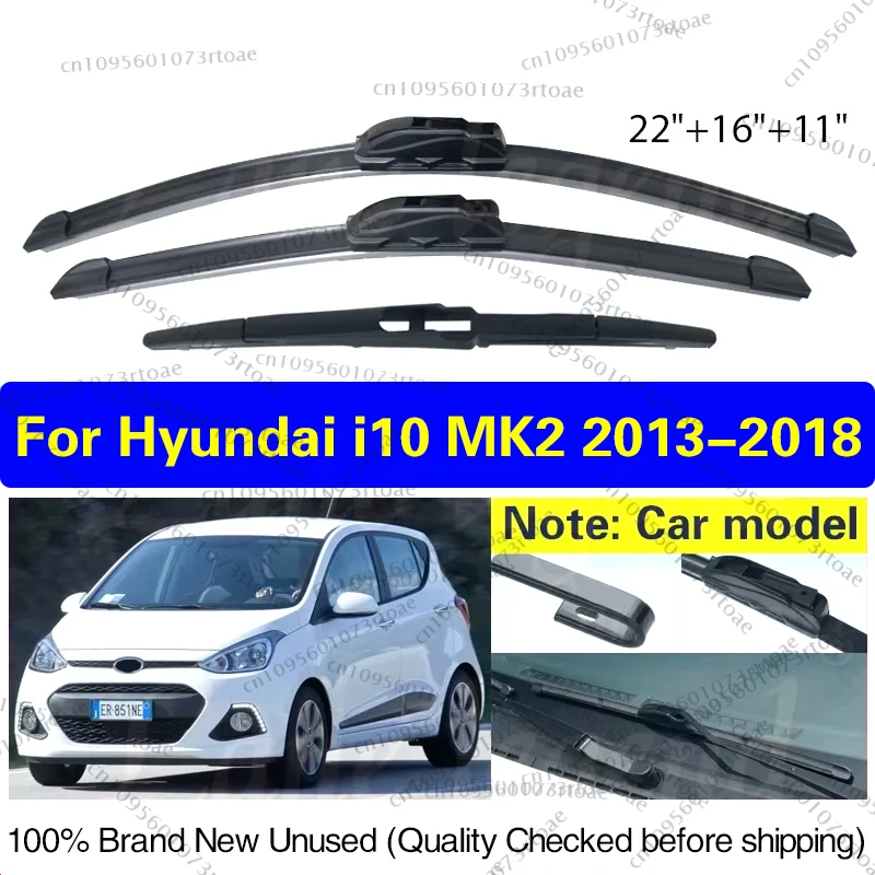 

Комплект щеток стеклоочистителя переднего и заднего стеклоочистителя для Hyundai i10 MK2 2013-2018, щетки для очистки лобового стекла, автомобильные щетки от дождя 22 "16" 11"