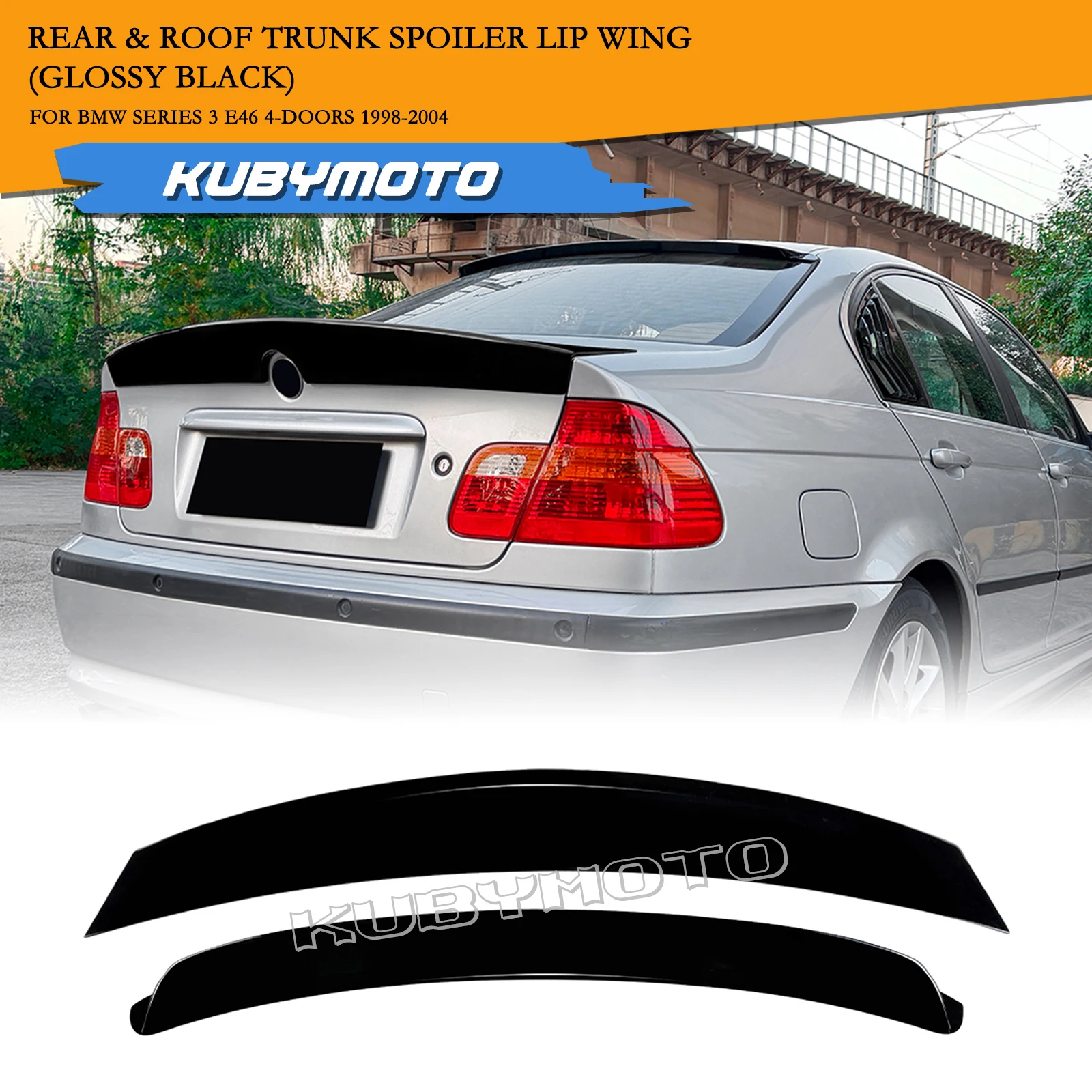 

Car Rear Spoiler Lid + Roof Wing Lip For BMW 3 Series E46 4 Door M3 1998-2004