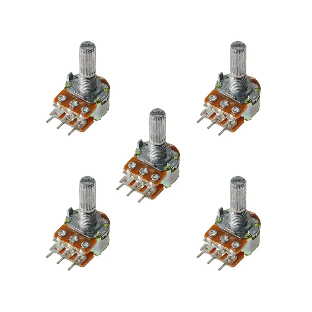 

5PCS WH148 Potentiometer B1K B2K B5K B10K B20K B50K B100K B500K 6Pin Linear Potentiometers 20mm Shaft with Nuts and Washers Kit