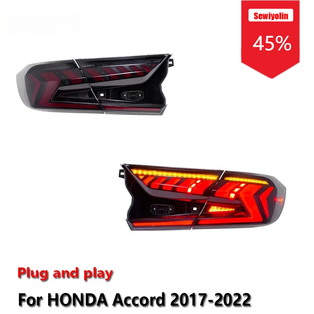 

Sewiyolin Car LED Tail Light Assemblies For HONDA Accord 2017-2022 Auto Fog DRL Brake Turn Signal Lamp Plug and Play