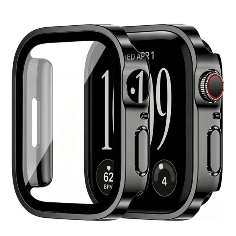 Schutzhülle für Apple Watch 46mm 42mm 49mm 45mm 44mm 41mm 40mm mit gehärtetem Glas-Displayschutz für Series 12 11 10 9 8 SE 3 Ultra 4 3 – Detail 1