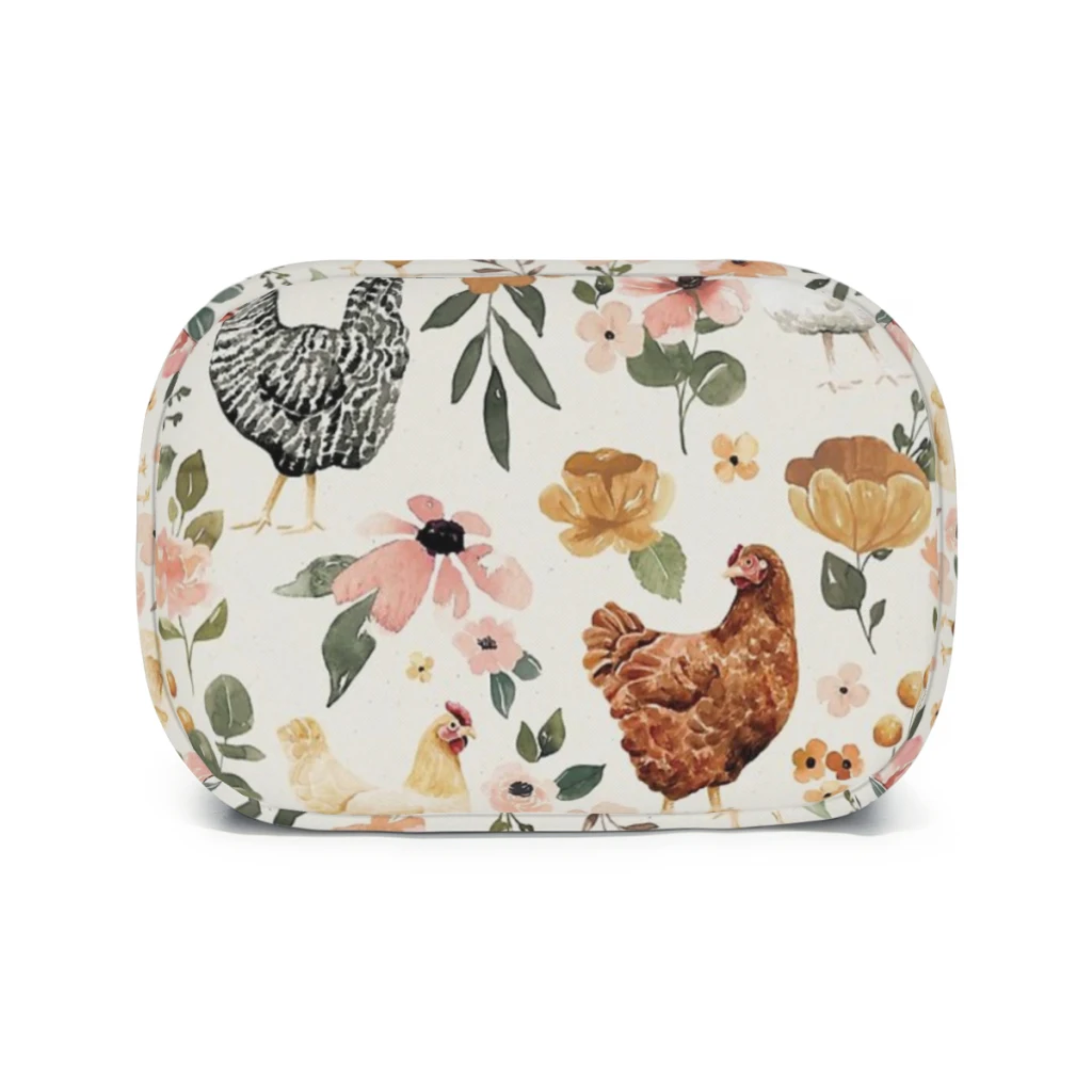 Aquarel kip bloemen, Charlotte Floral Collection lunchtas voor school waterdichte picknick thermische koeler geïsoleerde lunchbox